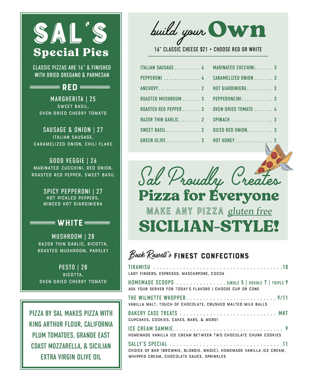 Pizza by Sal menu