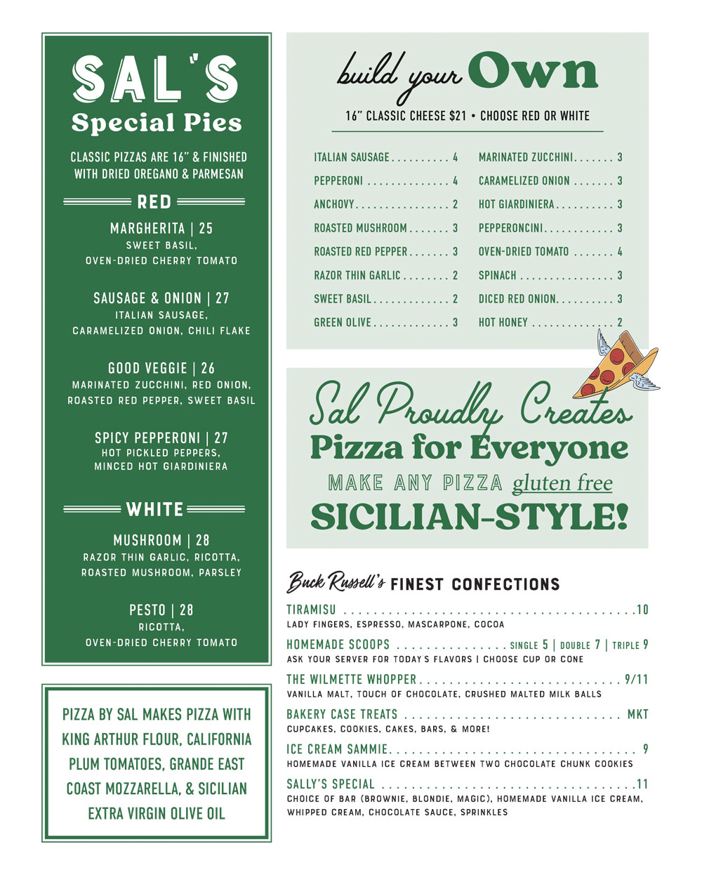 Pizza by Sal menu