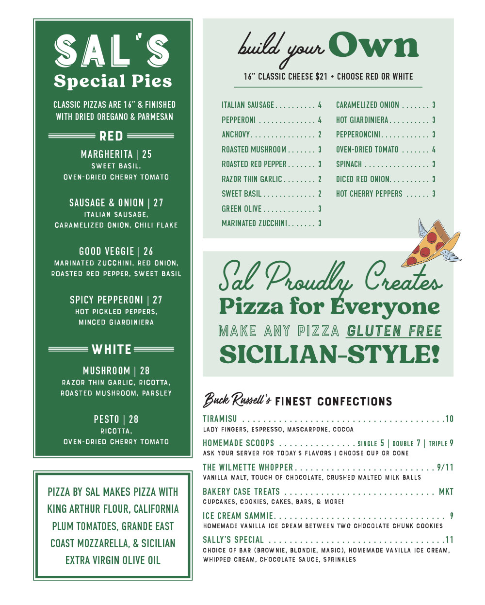 Pizza by Sal menu